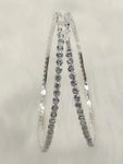 Women Fashion 70 mm Shiny Single Row Big Round Sexy Rhinestone Crystal Hoop Earrings For Her