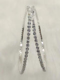 Women Fashion 70 mm Shiny Single Row Big Round Sexy Rhinestone Crystal Hoop Earrings For Her