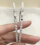 Women Fashion 70 mm Shiny Single Row Big Round Sexy Rhinestone Crystal Hoop Earrings For Her