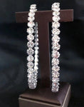 Fashion Statement 5 cm Dazzling Single Row Round Sexy Silver Crystal Hoop Earrings For Women