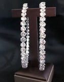 Fashion Statement 5 cm Dazzling Single Row Round Sexy Silver Crystal Hoop Earrings For Women