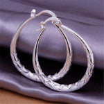 Luxury Fashion 925 Sterling Silver Oval Geometric Hoop Earrings Statement Jewelry for Women