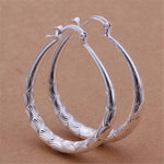 Luxury Fashion 925 Sterling Silver Oval Geometric Hoop Earrings Statement Jewelry for Women