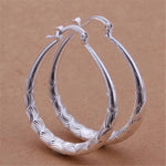 Luxury Fashion 925 Sterling Silver Oval Geometric Hoop Earrings Statement Jewelry for Women