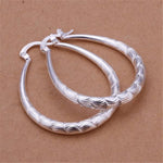 Luxury Fashion 925 Sterling Silver Oval Geometric Hoop Earrings Statement Jewelry for Women