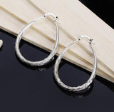 Luxury Fashion 925 Sterling Silver Oval Geometric Hoop Earrings Statement Jewelry for Women