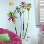 Watercolor Palm Tree Giant Peel & Stick Wall Decals Sun Beach Scene Home Decor Stickers by Roommates - EonShoppee