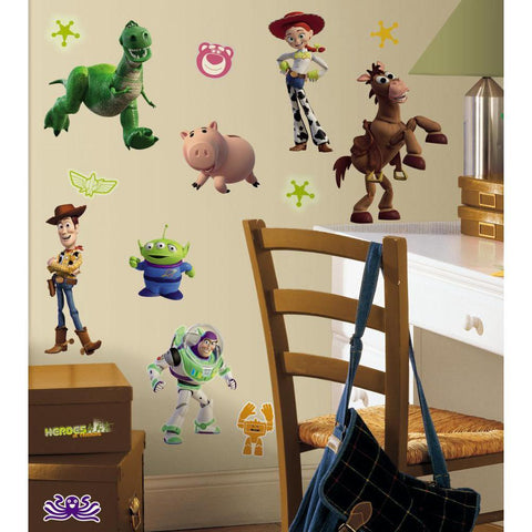 Toy Story 3 Glow in the Dark Peel & Stick Wall Decals Woody Buzz Stickers - EonShoppee
