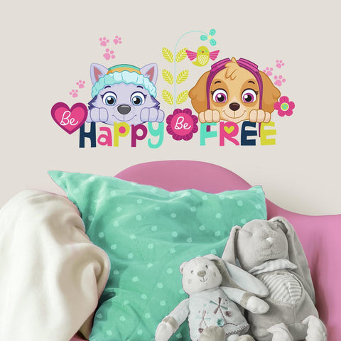 Paw Patrol Skye and Everest Be Happy Quote Peel & Stick Wall Decals Girls Paw Patrol Stickers - EonShoppee