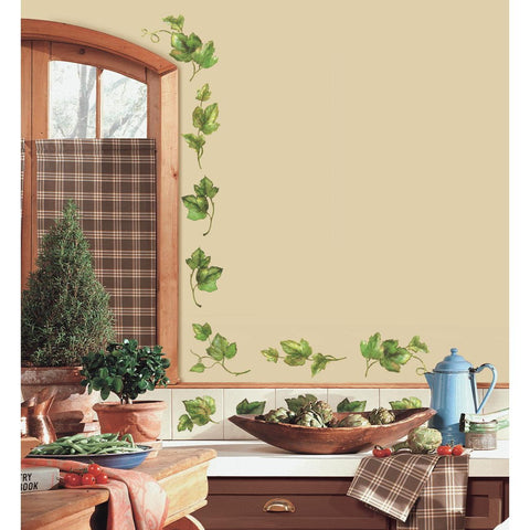 Evergreen Ivy Peel & Stick 38 Wall Decals Country Kitchen Decor Green Leaves Border Vines - EonShoppee