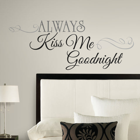 ALWAYS KISS ME GOODNIGHT Big Peel & Stick Wall Decals Home Bedroom Decor Stickers - EonShoppee