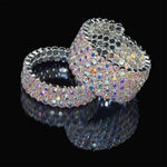 Graceful 5 Row Full Rhinestone Clear Crystal Fashion Bridal Jewelry Bangle Bracelet for Women