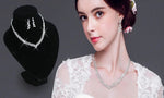 Silver Crystal Bridal Bridesmaid Choker Necklace & Earrings Wedding Evening Fashion Jewelry Set