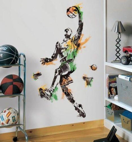 BASKETBALL PLAYER Mural Wall Decals Sports Ball Room Decor Stickers - EonShoppee