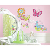 BUTTERFLIES & FLOWERS WALL DECALS Girls Butterfly Room Stickers Baby Decor - EonShoppee
