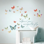 Butterfly Quote Spread your wings & fly WALL DECALS Home Decor Stickers by Lisa Audit - EonShoppee