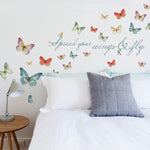 Butterfly Quote Spread your wings & fly WALL DECALS Home Decor Stickers by Lisa Audit - EonShoppee