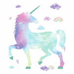 Watercolor Galaxy Unicorn Peel And Stick Giant Wall Decal with Glitter - EonShoppee