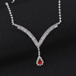 Gorgeous Ruby Red Tennis Crystal Teardrop Wedding Dress Women Fashion Jewelry Set - EonShoppee
