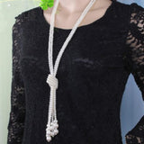 Stylish Long Multi Layer Pearl Knot Necklace Casual Women Trendy Fashion Jewelry - EonShoppee