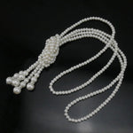 Stylish Long Multi Layer Pearl Knot Necklace Casual Women Trendy Fashion Jewelry - EonShoppee