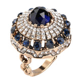 Big Royal BLUE Crystal Vintage Style Party wear Ring For Women Fancy Fashion Jewelry Ring Size 7 - EonShoppee