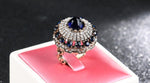 Big Royal BLUE Crystal Vintage Style Party wear Ring For Women Fancy Fashion Jewelry Ring Size 7 - EonShoppee