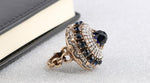 Big Royal BLUE Crystal Vintage Style Party wear Ring For Women Fancy Fashion Jewelry Ring Size 7 - EonShoppee