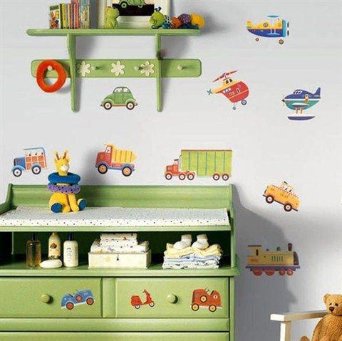 Cars And Trucks Transportation Peel And Stick Wall Decals - EonShoppee