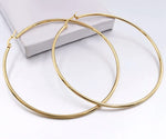 Large Gold Plated Stainless Steel 70 mm Golden Big Thick Round Hoops Fashion Jewelry Statement Earrings