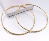 Large Gold Plated Stainless Steel 70 mm Golden Big Thick Round Hoops Fashion Jewelry Statement Earrings