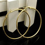 Large Gold Plated Stainless Steel 70 mm Golden Big Thick Round Hoops Fashion Jewelry Statement Earrings