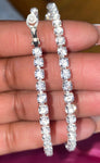 Women Fashion 70 mm Shiny Single Row Big Round Sexy Rhinestone Crystal Hoop Earrings For Her