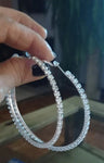 Fashion Statement 5 cm Dazzling Single Row Round Sexy Silver Crystal Hoop Earrings For Women