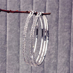 70 mm Round Silver Plated Large Crystal Hoop Earrings Basketball Wives CZ Fashion Earrings