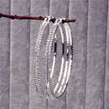 70 mm Round Silver Plated Large Crystal Hoop Earrings Basketball Wives CZ Fashion Earrings