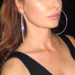 70 mm Round Silver Plated Large Crystal Hoop Earrings Basketball Wives CZ Fashion Earrings