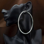 70 mm Round Silver Plated Large Crystal Hoop Earrings Basketball Wives CZ Fashion Earrings