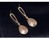 Elegant & Luxurious Golden Crystal Cocktail Party Dress Fashion Jewelry Earrings - EonShoppee