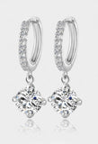 Pretty Platinum Plated 1 Ct AAA Zircon Silver Hoop Fashion Jewelry Earrings - EonShoppee