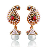 Indian Ethnic Traditional Bollywood Style Leaf Shaped Red Green Fashion Jewelry Earrings - EonShoppee