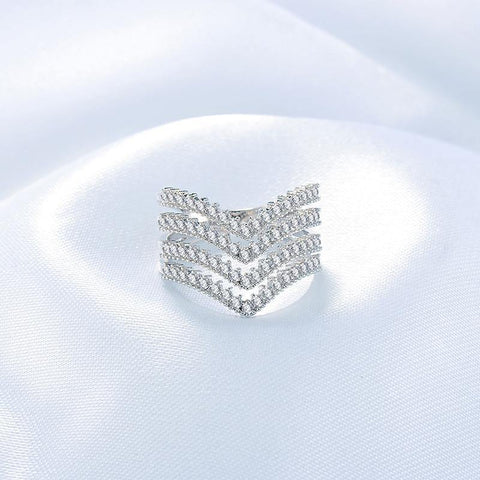 Shiny Silver Plated CZ Women Fashion Jewelry Cocktail Wedding Ring - Size 6 - EonShoppee