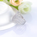 Shiny Silver Plated CZ Women Fashion Jewelry Cocktail Wedding Ring - Size 6 - EonShoppee