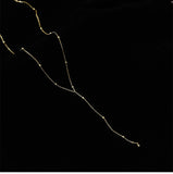 Gold Plated 925 Sterling Silver Long Chain Round Bead Choker Tassel Necklace Fashion Jewelry for Women