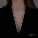 Gold Plated 925 Sterling Silver Long Chain Round Bead Choker Tassel Necklace Fashion Jewelry for Women