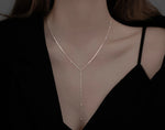 Gold Plated 925 Sterling Silver Long Chain Round Bead Choker Tassel Necklace Fashion Jewelry for Women