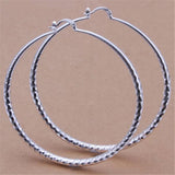 High Quality 925 Sterling Silver Shiny Hip Hop Fashion Hoop Earrings 70 mm Big Circle Round Earrings