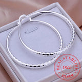 High Quality Real 925 Sterling Silver Stamped Hip Hop 50mm Fashion Hoop Earrings