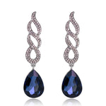 Long Dazzling & Elegant Blue Crystal Evening Dress Fashion Jewelry Earrings - EonShoppee