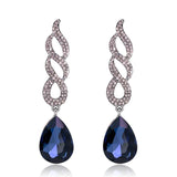 Long Dazzling & Elegant Blue Crystal Evening Dress Fashion Jewelry Earrings - EonShoppee